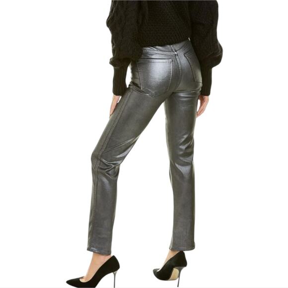WHBM Coated Metallic Silver Coated Jeans Straight Leg Modern Casual Pants - Picture 3 of 14